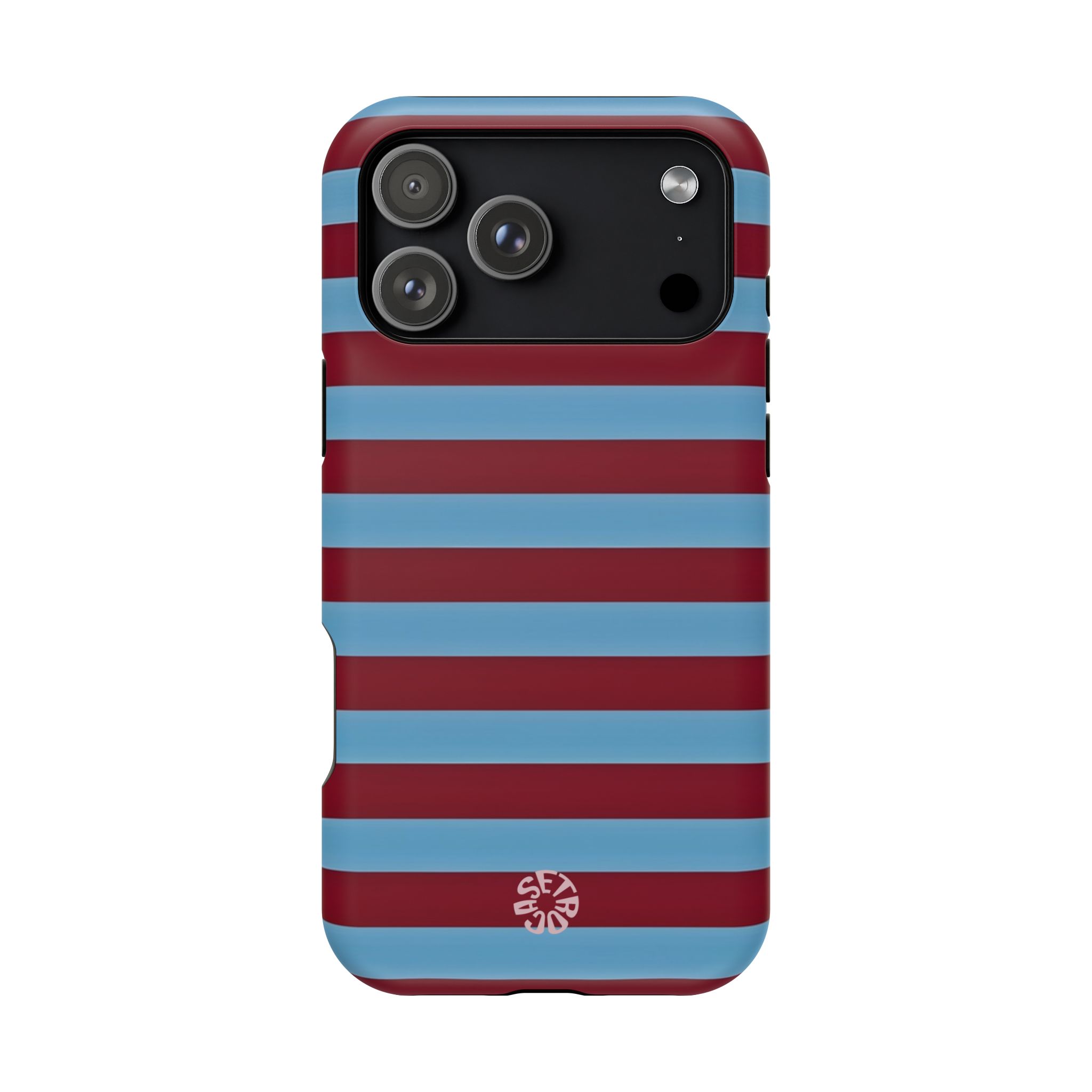 Maroon–Sky Blue Striped Case