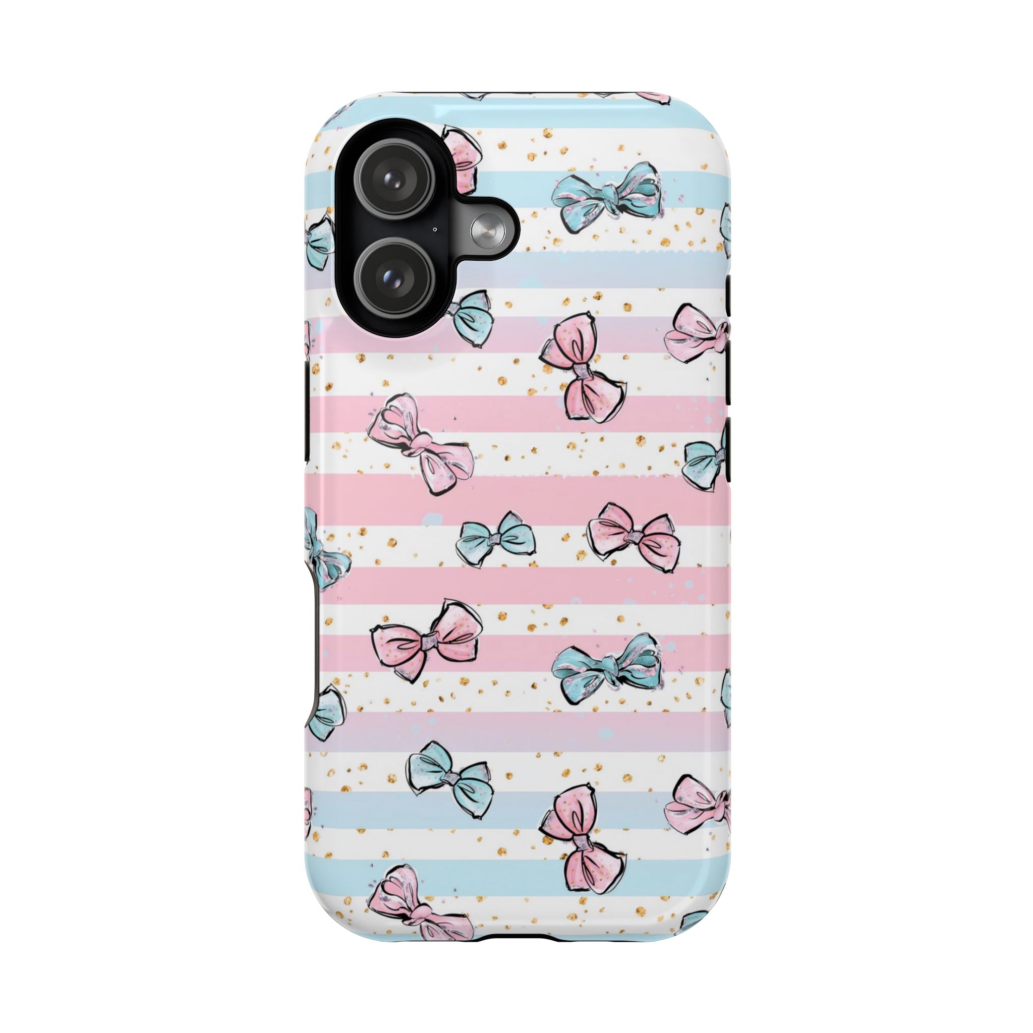 Pastel Bows Sparkle Stripe iPhone Case