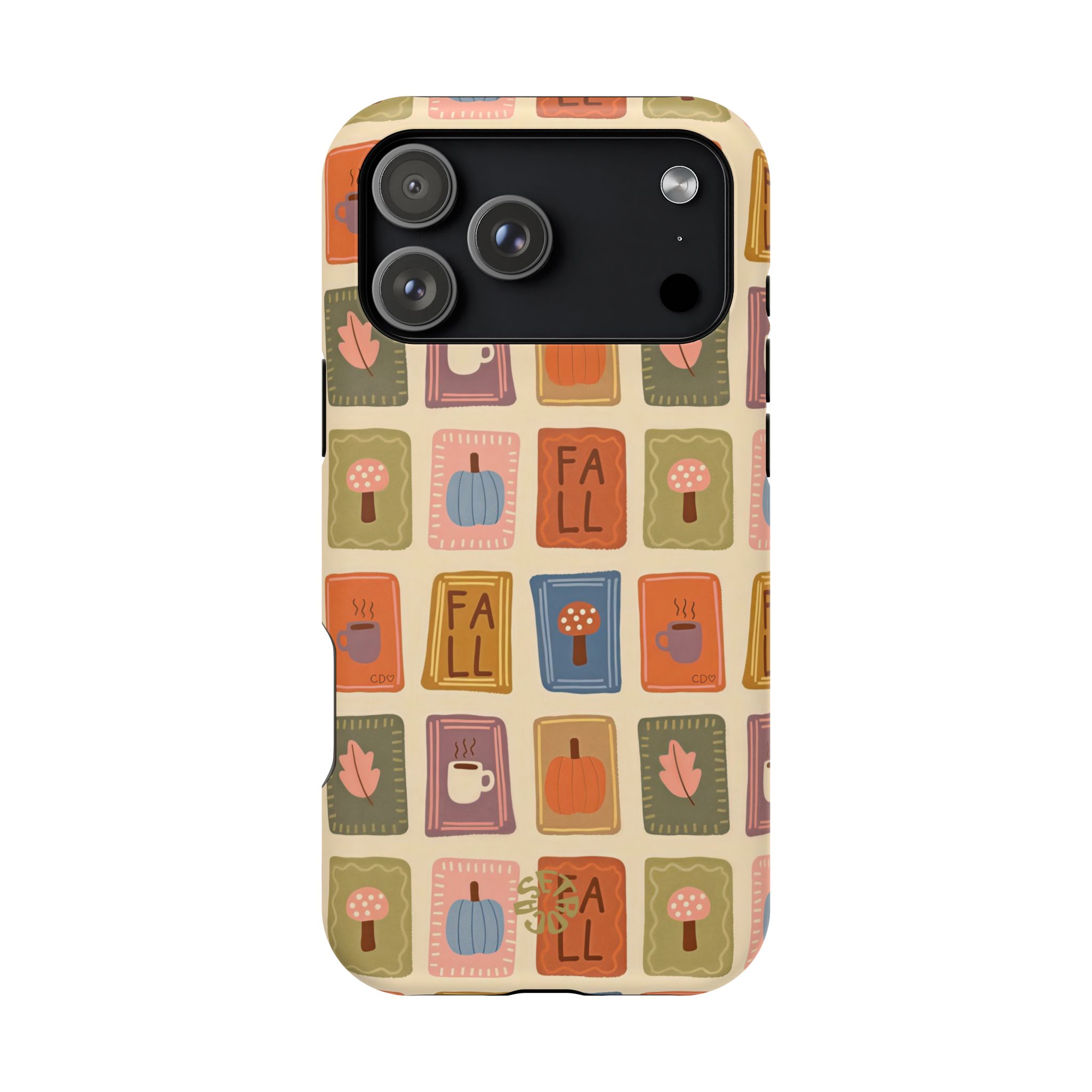 Magsafe Cozy Fall Blocks Autumn Icons Design Case