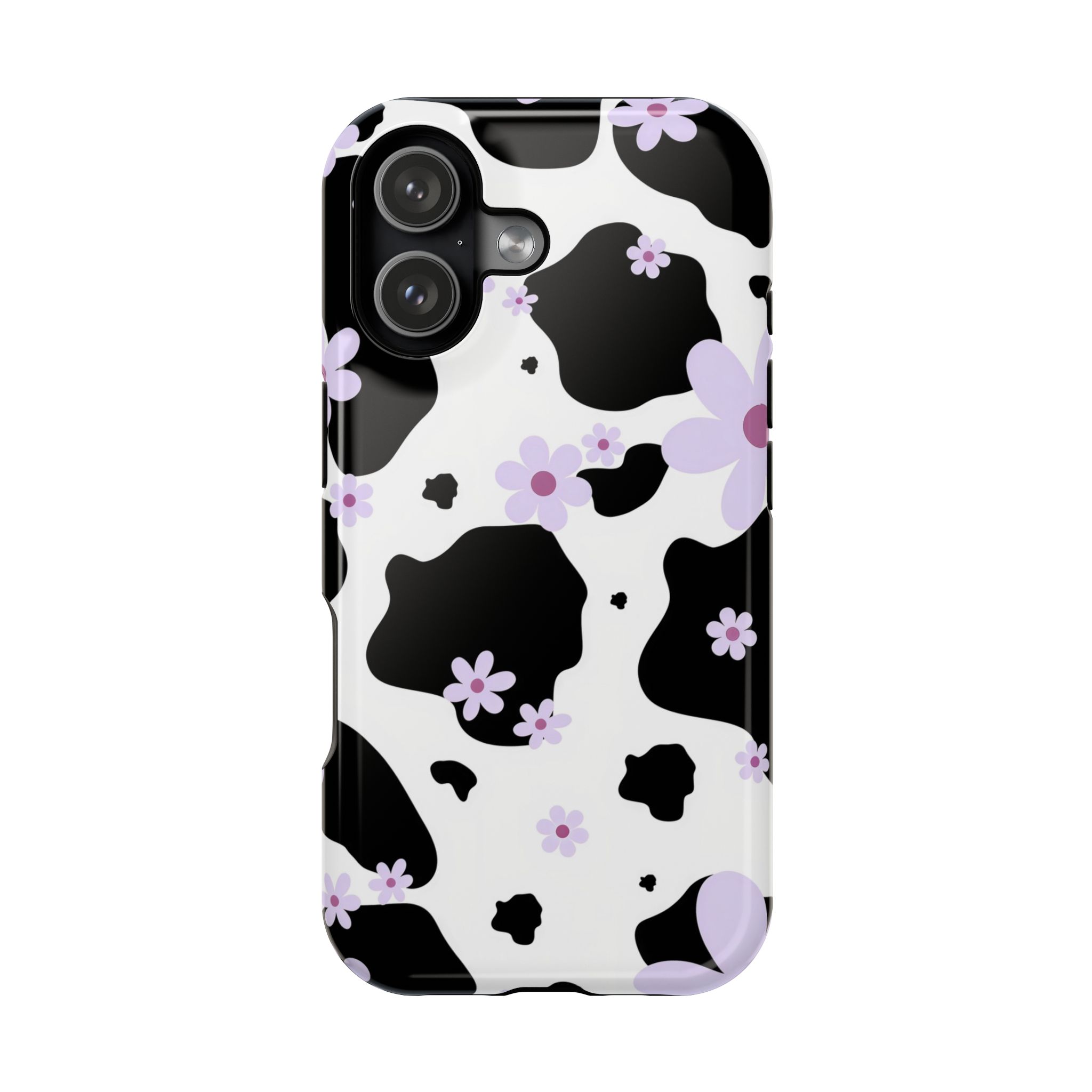 Lavender Bloom Cow Print iPhone Case