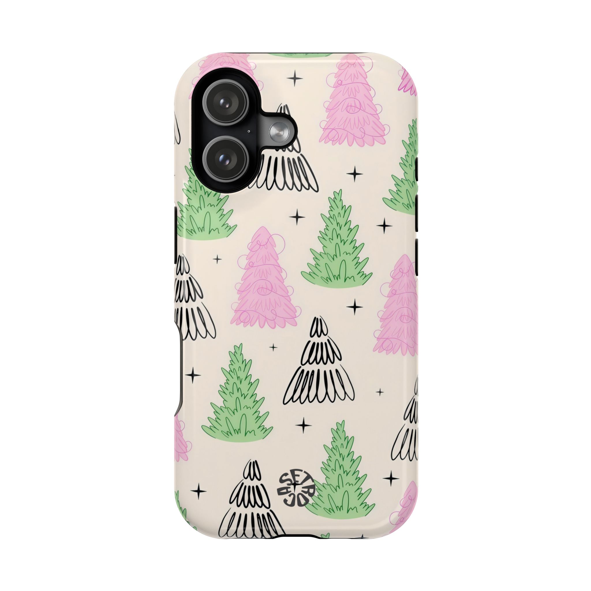 Frosty Doodle Pastel Holiday Tree Case
